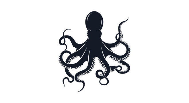 Black Octopus Silhouette Illustration Artwork.