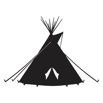 Teepee silhouette icon with native american, indigenous