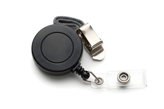 black retractable badge holder with metal clip