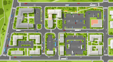 Aerial View of a Modern Urban Development with Buildings and Roads. © Ropu