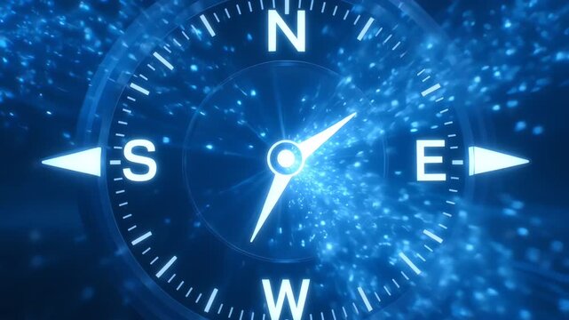 Blue Digital Compass Interface for Navigation Technology