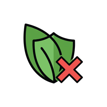 Green leaf with red cross symbol.