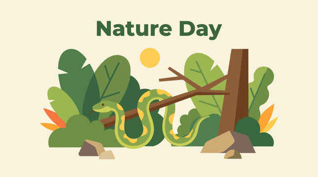 Illustration of a snake in nature.