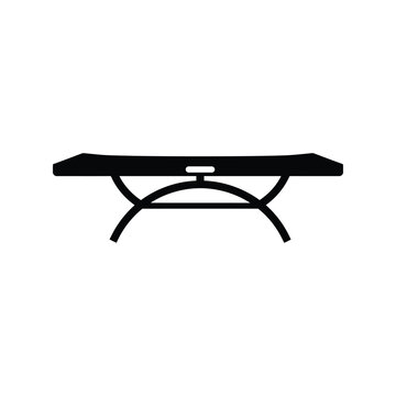 Black silhouette icon of a modern dining table with arched legs Vector