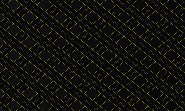 Black and yellow argyle pattern with dashed lines geometric