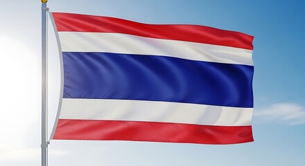 Fototapeta premium Thai flag waving in blue sky
