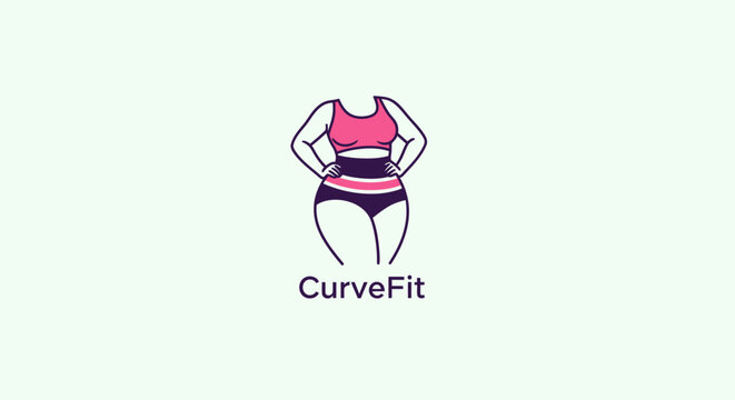 CurveFit Logo Depicting a Plus-Size Woman in Sportswear.