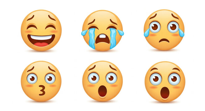 Collection of expressive emoji faces showing various emotions.