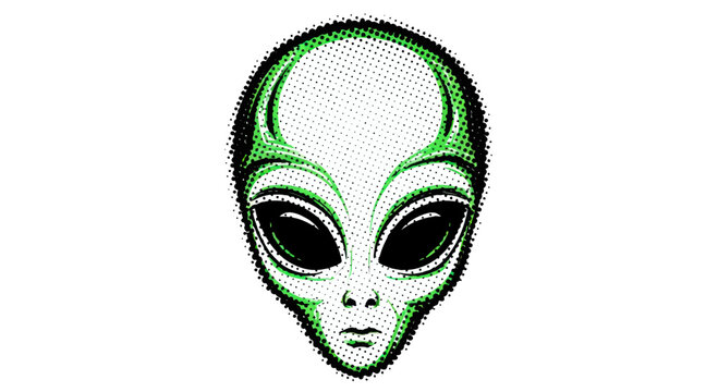 Green Alien Head Portrait, Extraterrestrial Face, Sci-Fi, UFO, Space Concept