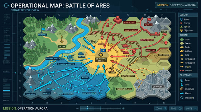Operational Map of Battle of Ares with Strategic Zones and Movements.