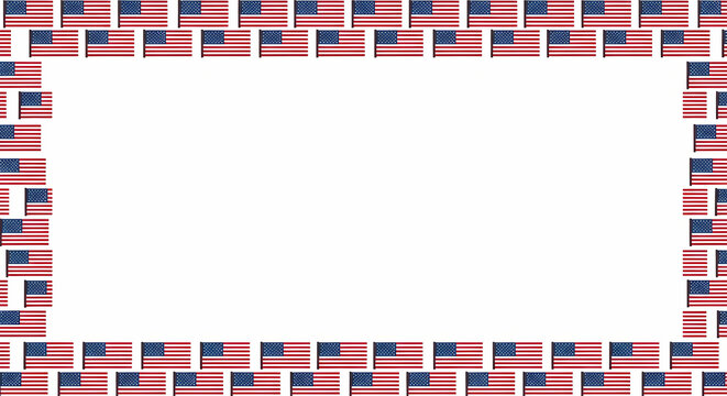A border of small American flags on white background National Flag Week
