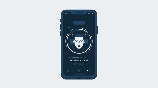 Smartphone with Facial Recognition Technology Display.