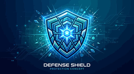 Fototapeta premium Futuristic Digital Defense Shield with Neon Effects.