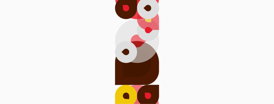 Abstract owl illustration. Shapes form birds face, eyes, body. Minimalist design, warm colors dominate composition. Simple, clean aesthetic.