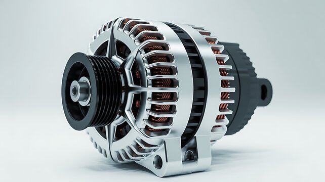 Automotive alternator generator component isolated on white background