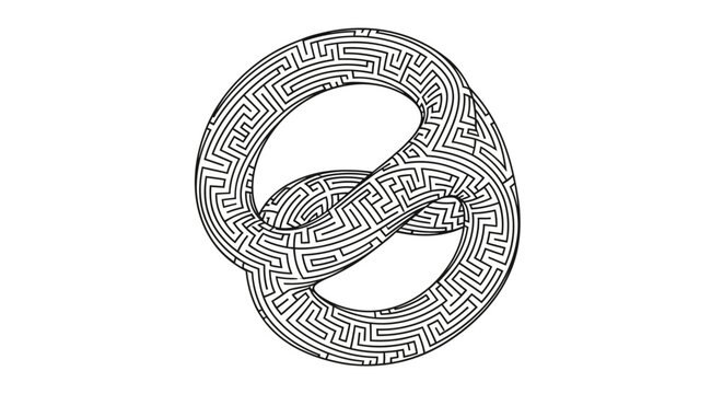 Intricate knot design with maze pattern.
