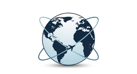 Global Network - A World Globe Surrounded by Orbiting Lines. © Muya