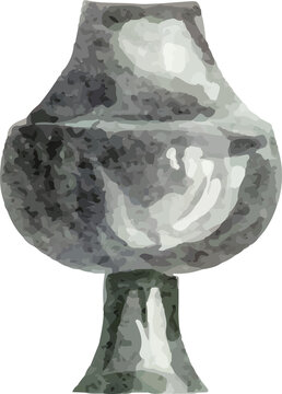 Abstract grey metallic trophy cup with textured surface