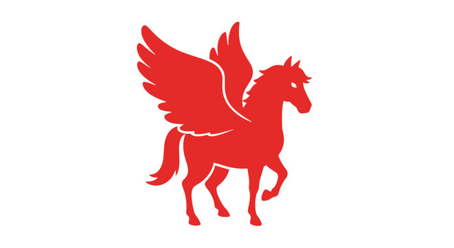 Red Pegasus Horse Mythical Creature Illustration.