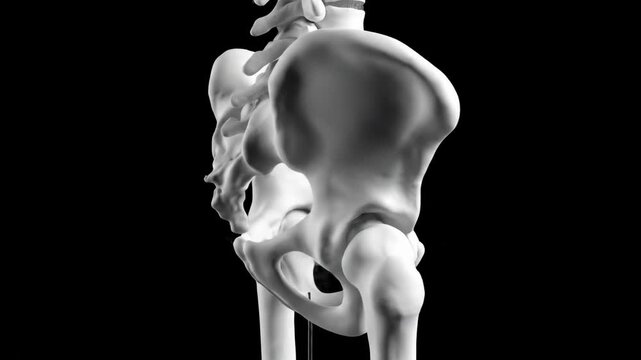 3D Human Pelvis Bone Structure Rotation - Skeletal Anatomy Model