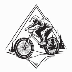 Naklejka premium BMX Rider Trails Adventure Badge Logo Vector Illustration
