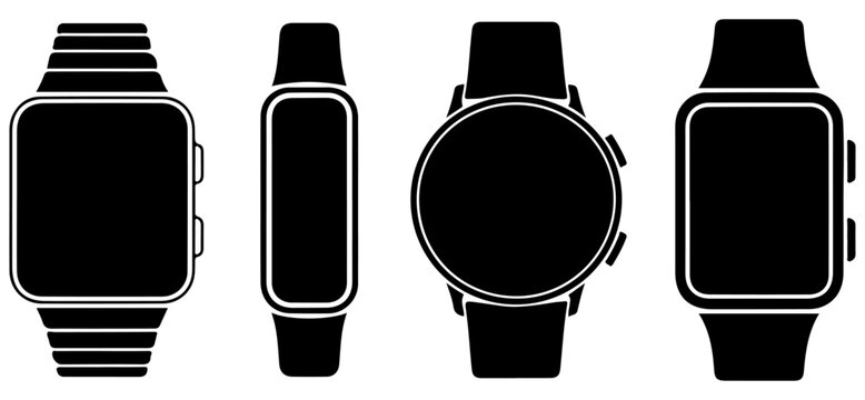 Smart watch vector set isolated on white background, Watch, Clock, Time, Device, Technology, Smartwatch