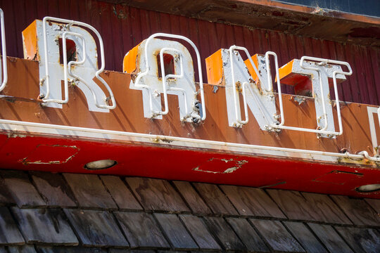 Old retro vintage neon letter sign