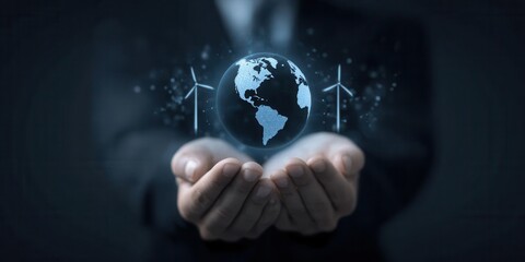 Fototapeta premium A green eco vision for planet earth focuses on energy and sustainability to mitigate the negative impacts on our current climate.