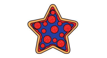 Obraz premium Star Shaped Pizza Cookie with Pepperoni and Blue Icing