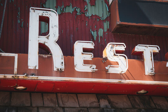 Old retro vintage neon letter sign
