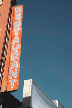 Old worn vintage restaurant sign