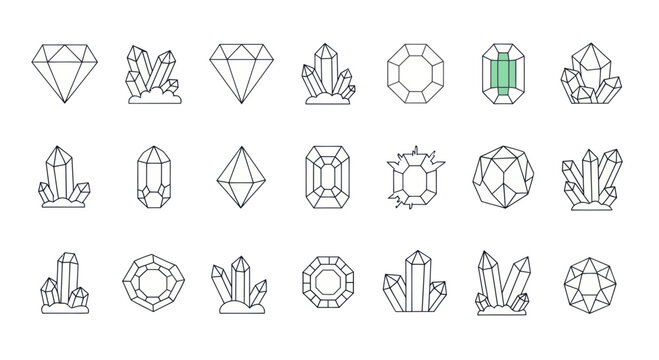 Gemstone Icons: Diamonds, Crystals, and Jewels - Outline Collection