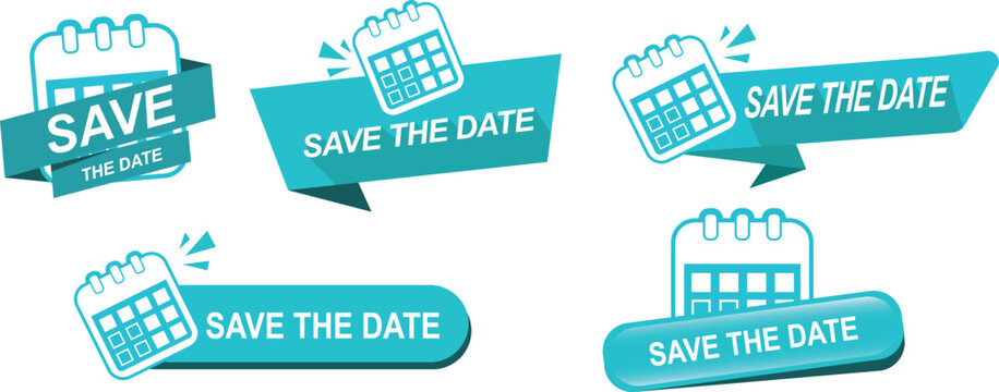 Save the Date Icon Graphic Design Collection with calendar icons for wedding invitations, meeting reminders, and event planning schedule notifications.