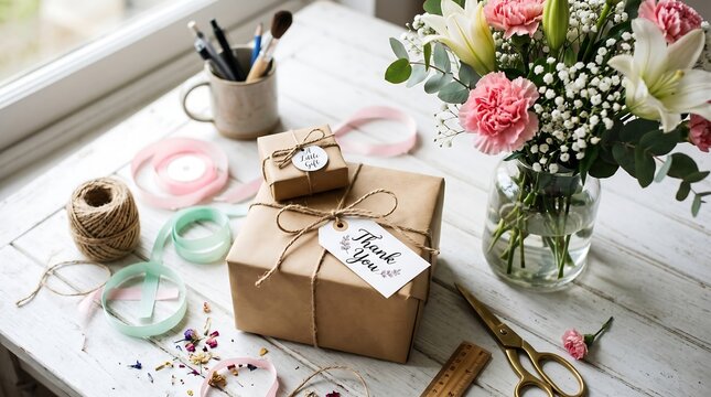 Gift Wrapping Station With Flowers
