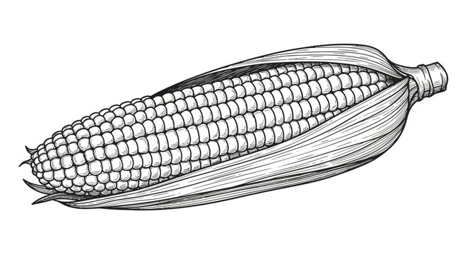 Black and white corn illustration.