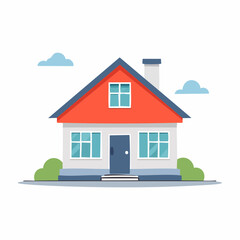 Fototapeta premium Flat illustration of a detached house with red roof and chimney