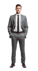 Fototapeta premium Business man walking in suit with briefcase on gray background isolated on transparent background,png,Png,