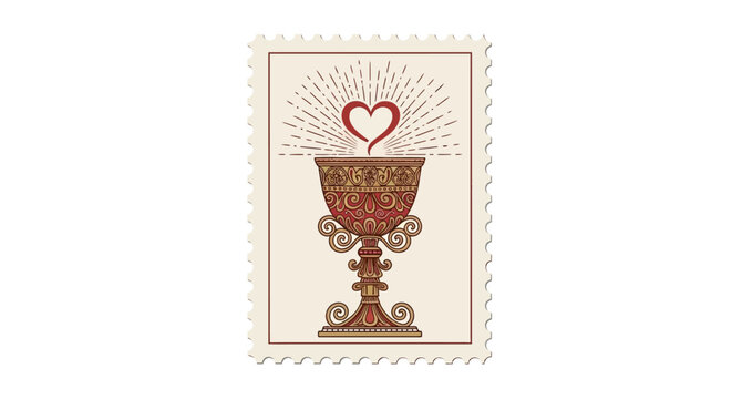 Holy Grail with red heart symbol.