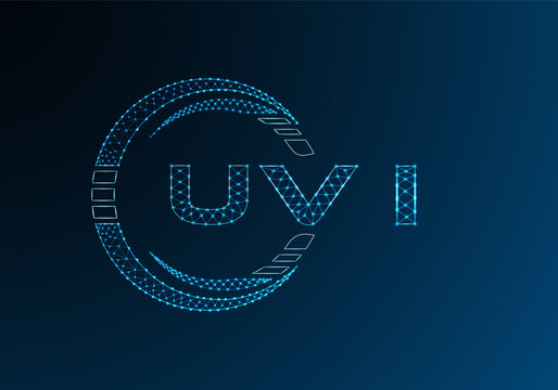 UVI low poly letter logo vector design. UVI lower poly logo design. Low poly logo.