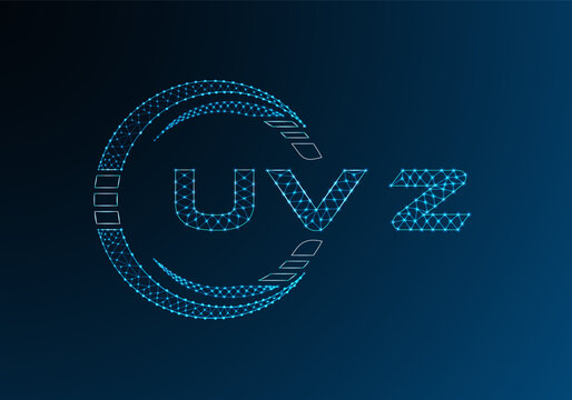 UVZ low poly letter logo vector design. UVZ lower poly logo design. Low poly logo.