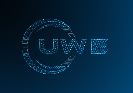 UWE low poly letter logo vector design. UWE lower poly logo design. Low poly logo.