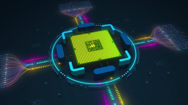 AI Artificial Intelligence Digital Core Processing Big Data Flow Visualization Seamless Loop