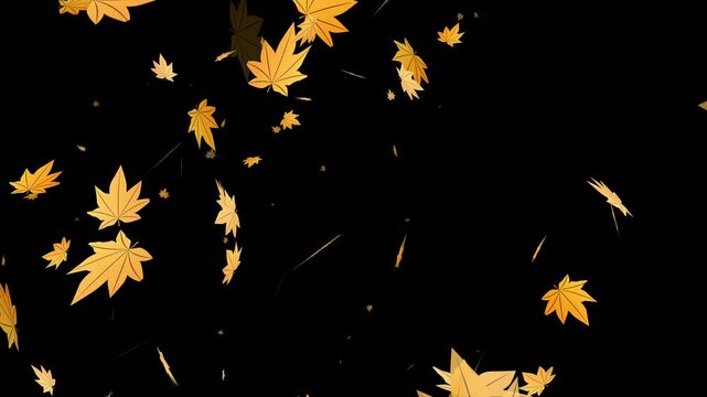 Animation falling leaf autumn with 2d and cartoon  element style,  suitable for  motion nature scene abstract background ,alpha channel only 4k
