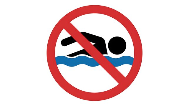 No diving warning sign isolated on white background