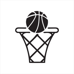 Ball dropping into net on white background or silhouette vector  © onushka
