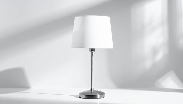 Modern table lamp minimal design, isolated on white background, realistic shadow, product style
