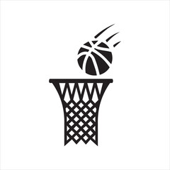 Basketball Shot (ball entering hoop) on white background or silhouette vector  © onushka