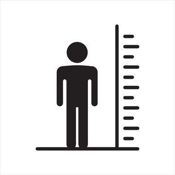 Height Measurement Icon on white background or silhouette vector 