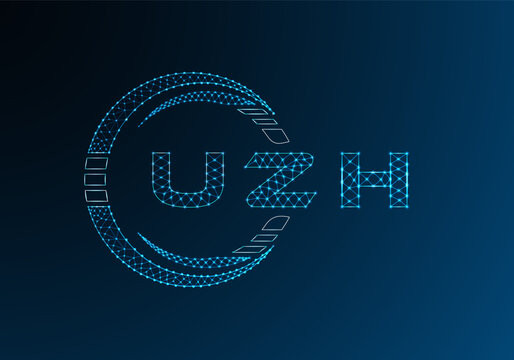 UZH low poly letter logo vector design. UZH lower poly logo design. Low poly logo.