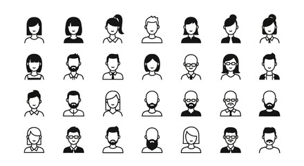 Obraz premium People Avatar Icon Set User Interface Vector Characters Collection